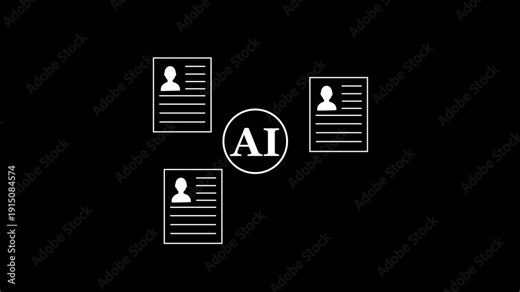 AI recruitment. Automated resume screening and skills assessment. Business manager using AI-powered hiring automation system.