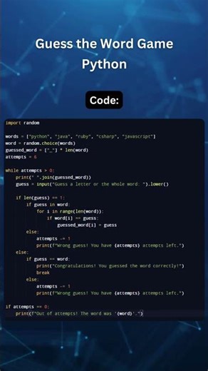 Guess the Word Game in Python #coding #gaming #code #python #tutorial #developer #programming
