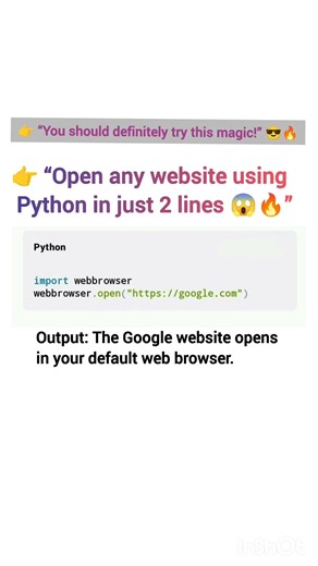 Open Any Website Instantly Using Python 😱🔥 | Simple Trick #pythontricks #youtubeshorts 💯💥#shrots #yt