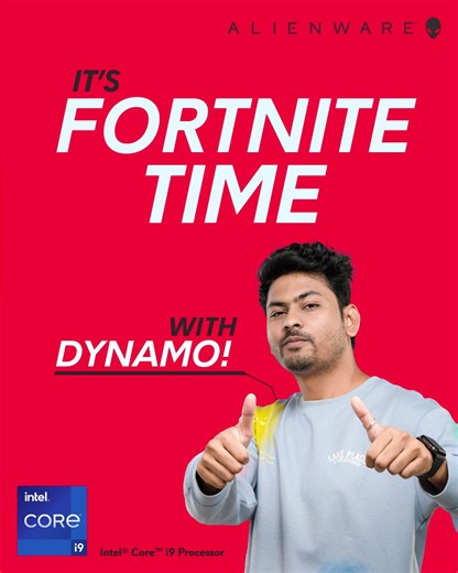 Create, play, and battle in Fortnite at this #AlienwareGamingFridays 👾🔥 Play along with Dynamo Gaming and display your gaming skills on October 6th, Friday, 7 PM. Join us on our YouTube handle, visit the link: https://aw.gg/3S0ZBzd #AlienwareIndia #AlienwareGamingSaturdays #GamingLevelledUp Intel #IntelIndia #GameWithIntel #IntelGaming | Alienware