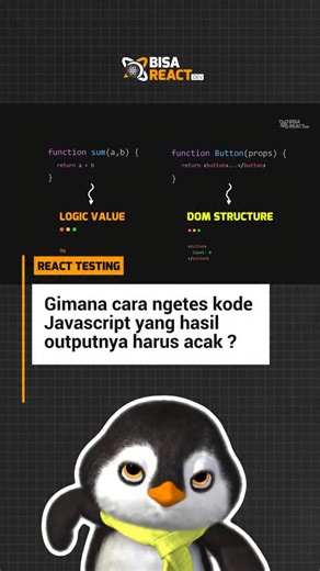 Bisa React | Belajar ReactJS Advanced | Gimana cara ngetes kode javascript yang hasilnya ga bisa kita kontrol? Ini dia alasan dibalik kenapa konsep “Mocking” dalam testing itu... | Instagram