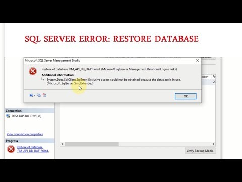 SQL Server Error : Exclusive access could not be obtained because the database is in use