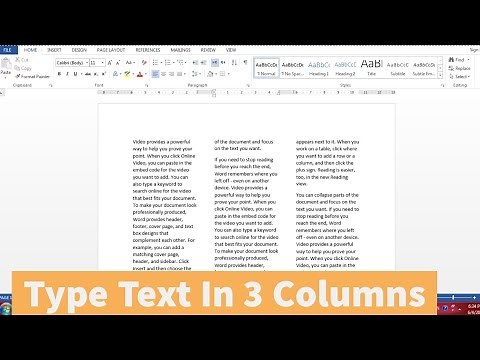 How To Type Text In 3 Columns In Microsoft Word | Showing Text In Three Columns in Word