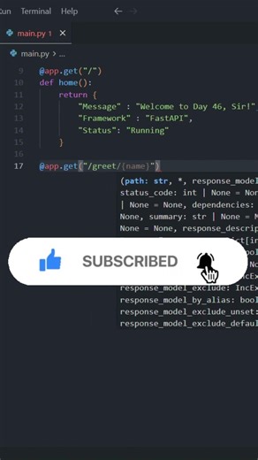 Build a Web API in 60 Seconds! ⚡ (Day 46) #shorts #python #fastapi #webdev #coding #everydaypython