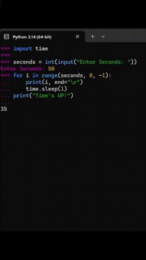 Day - 06. Countdown Timer By Python In 40 Second. #python