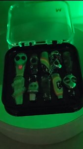 Handmade Press on Nails | Glow in the Dark Aliens - Etsy