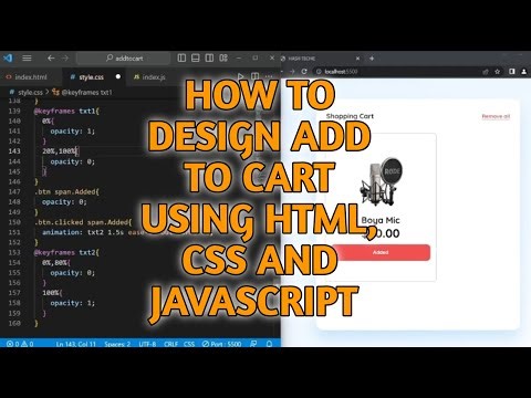 How to Create Add to Cart Functionality using HTML, CSS, and JavaScript || Web design full tutorial