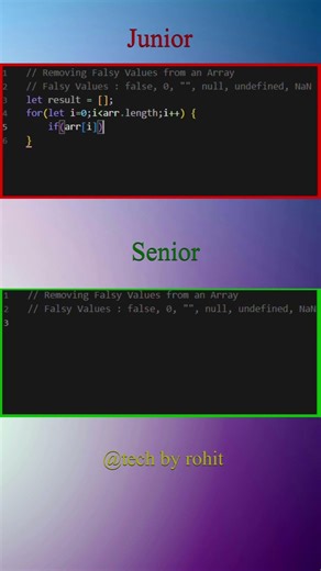 Junior vs Senior JavaScript: Removing Falsy Values Like a Pro#JuniorVsSenior #JavaScript #CleanCode