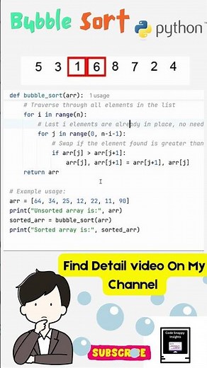 "Bubble Sort Explained in Python! 🔄 | Master Sorting Algorithms"