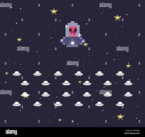spaceship aliens battle pixel background video game retro vector illustration Stock Vector Image & Art - Alamy