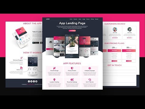 How To Make An ' App Landing Page ' Website Design Using HTML / CSS / JAVASCRIPT - Step By Step