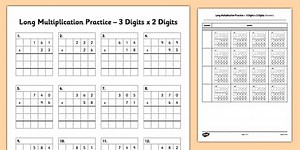 3 Digit x 2 Digit Standard Algorithm Multiplication Worksheet for 4th-5th Grade