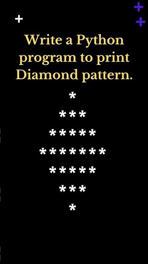 Diamond pattern using python#Interview question#python3 #coding #pythonforbeginners