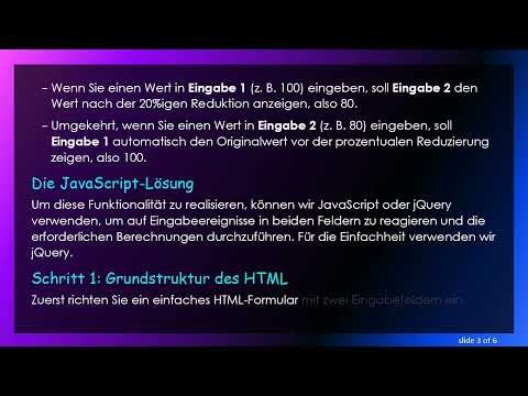 Wie man den Prozentsatz zwischen zwei Eingaben in JavaScript und jQuery berechnet