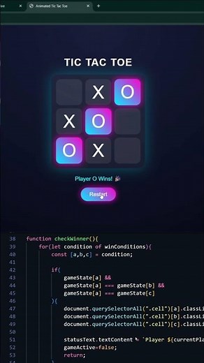 I Built a Beautiful Tic Tac Toe Game 🎮 | HTML CSS JS