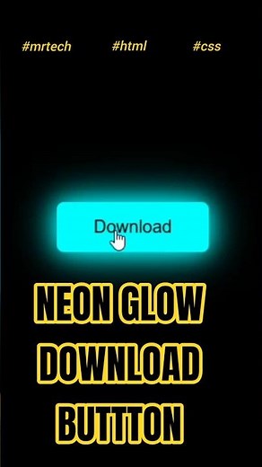 ✨How to Create Neon Glow Download Button in HTML & CSS | Pure CSS Button Animation ✨#coding #shorts