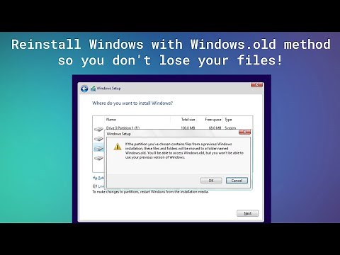 Reinstall Windows without losing files (Windows.old method)