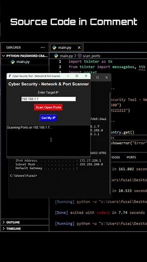 🔥 How to Scan Open Ports Like a Pro? 🚀 Cyber Security Tool in Python! #Hacking #CyberSecurity