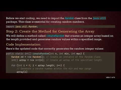 Creating a Random Integer Array in Java