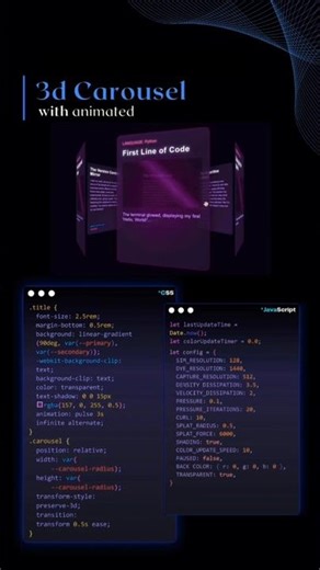 ♨️ 3D Carousel Animation #css #javascript #html #animation #tutorial #how #hovereffect #tips #coding