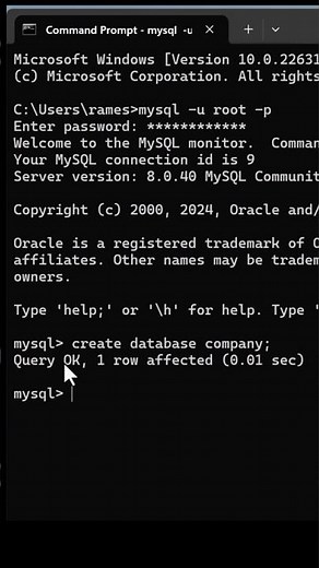 Connect to MySQL using Command Prompt in Windows 11 #sql #mysql #mssqlserver #mysql