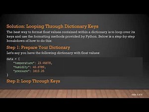 How to Format Floats While Printing Dictionaries in Python