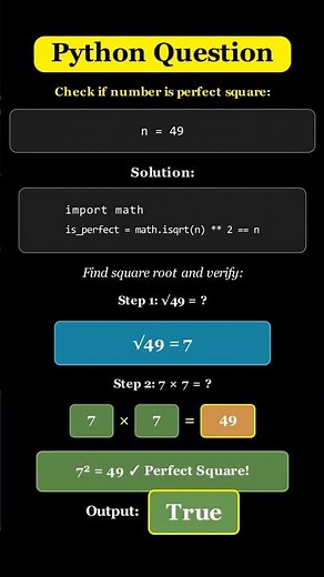 Python: Check if a Number is a PERFECT SQUARE! 🔍📐 #python #coding