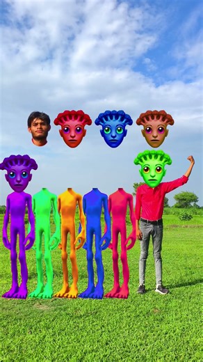 Purple, red, green, blue, & Orange alien dancing and headmatching gamemagical video #video