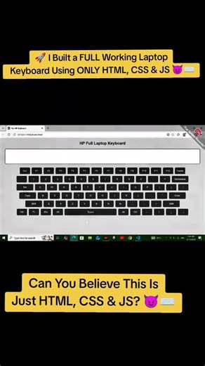 🚀 I Built a FULL Working Laptop Keyboard Using ONLY HTML, CSS & JavaScript 😈⌨️. #coding #codingblog