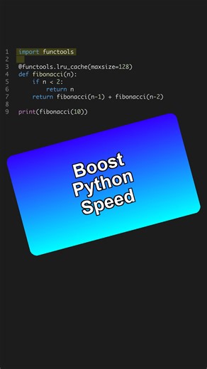 Speed up Python with caching tricks 🚀. Get faster results using the LRU cache. --- Get the Python for AI course 6 projects at the link in bio. 🐍