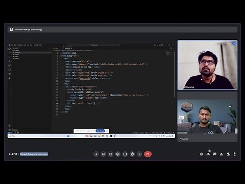 2 Years Experienced Frontend Interview | JavaScript and React | ProCodrr Mock Interviews