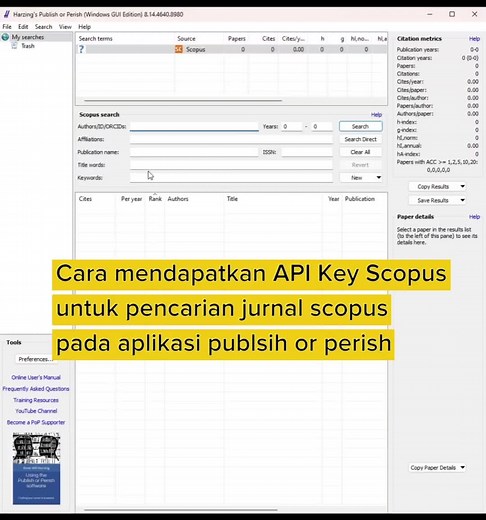 Cara Mendapatkan API Key Scopus di Publish or Perish