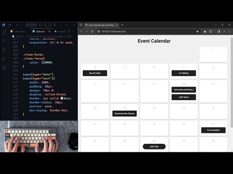 ASMR Programming - JavaScript Calendar With Events - No Talking