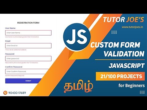 Form validation Pure JavaScript | Tutor Joes | Tamil | Project - 21 /100