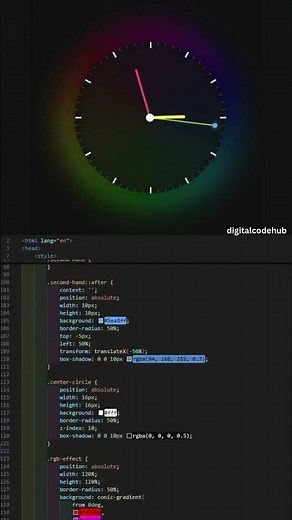 RGB Analog Clock with Smooth Animations | Pure CSS/JavaScript | Free Code