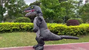 Dinosaur Costume Adult Inflatable Raptor Onesies Blow Up Velociraptor T-rex Dino Full Body Halloween Costume For Men Women Grey