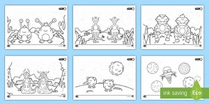 Phonics Screening Check: Galaxy and Alien Colouring Pages