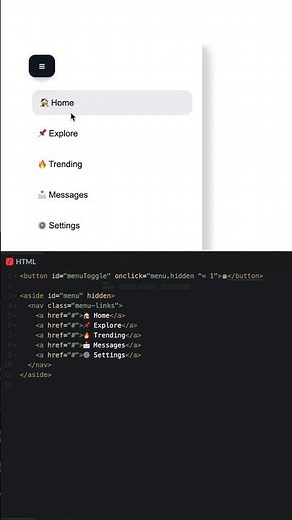 Sidebar Toggle Menu in HTML CSS 🔥