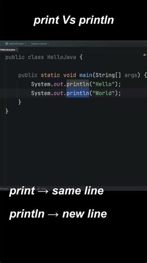 Print Vs Println #shorts #javalanguage #codeprep #coding #javaprogramming #java