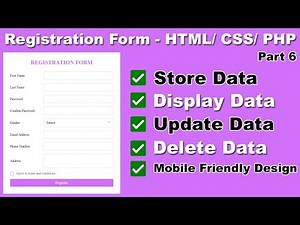 How to Create a Registration Form in HTML/ CSS and PHP | Responsive Registration Form in HTML & CSS