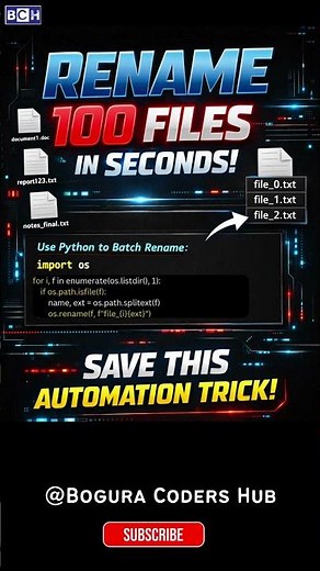 Rename 100 Files in Seconds with Python ⚡ (Automation Trick) | Stop Renaming Files Manually 😤 Python