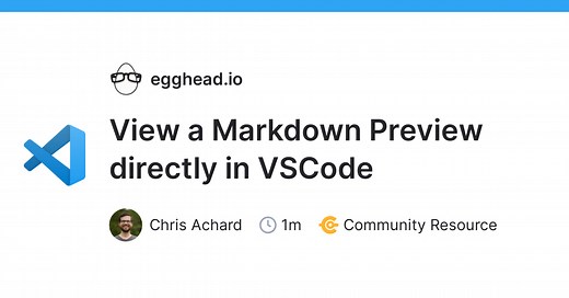 View a Markdown Preview directly in VSCode