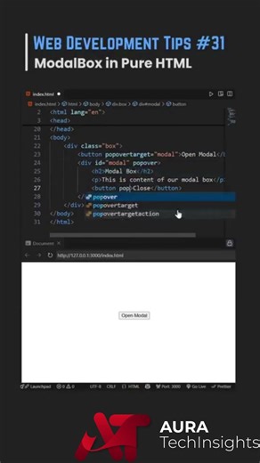 Simple Modal Box using HTML Popup Without JavaScript Easy Tutorial #shorts #viralshort #trending