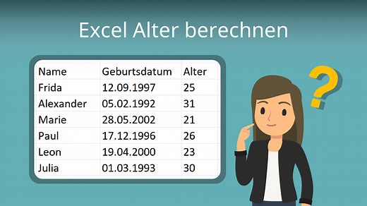 Excel Alter berechnen • Formel einfach erklärt