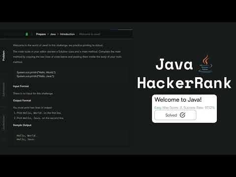 Java HackerRank | Welcome to Java! | No Talking