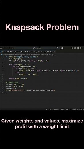 Knapsack Problem – Master Dynamic Programming for Maximum Profit! 🎒💰