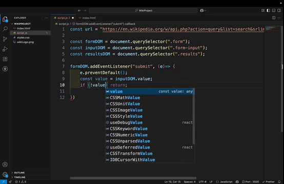 Wikipedia Search App | HTML, CSS & JavaScript Project | Fetch API + Live Search