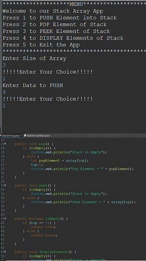 StackArray.java || Stack in Java Using Array | StackArray Class + Output