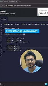 JavaScript Destructuring Explained in Seconds | JS Interview Prep #javascript #interview