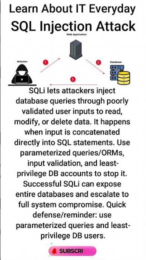 SQL Injection (SQLi) Attack Explained for Beginners 🛠️🧩 #shorts